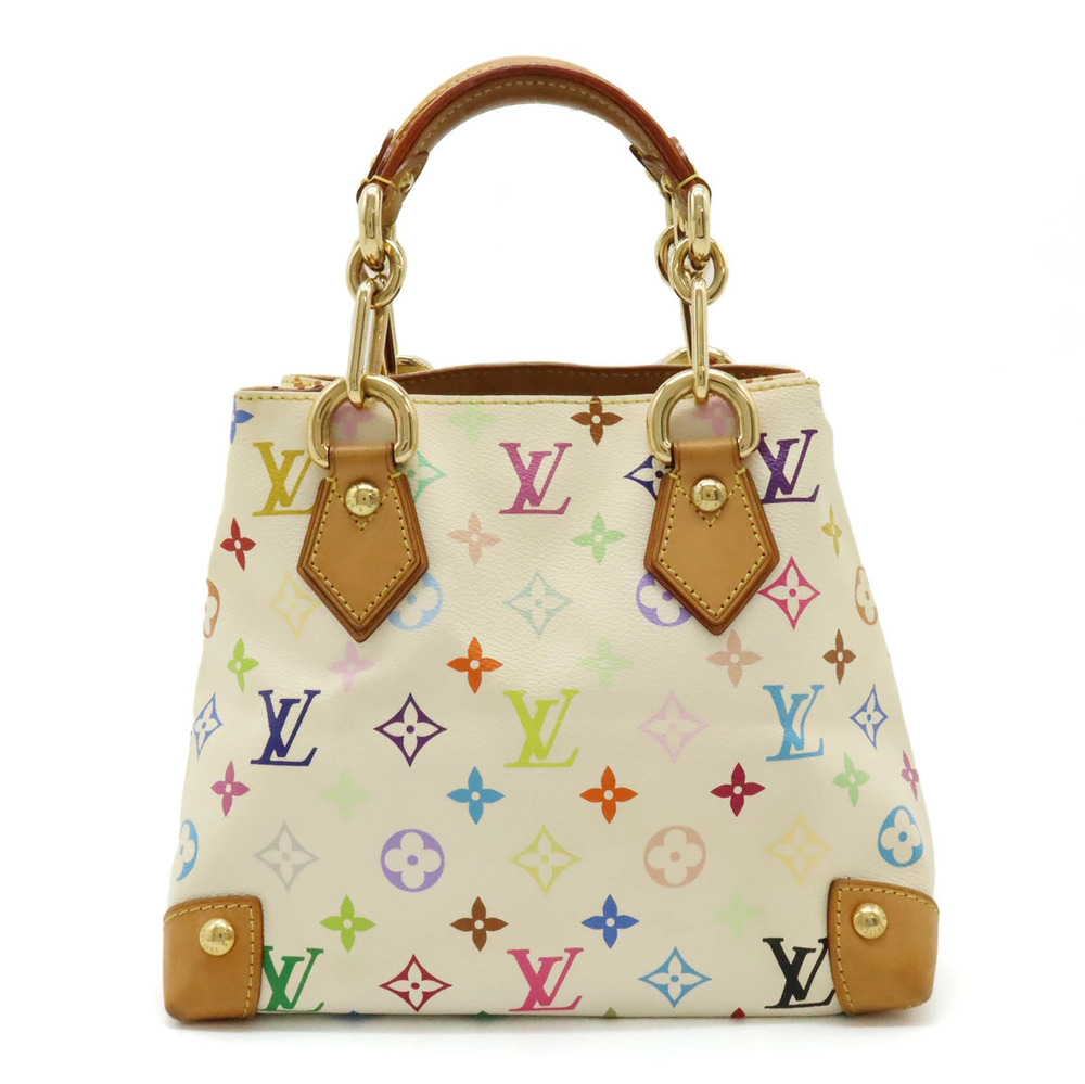 LOUIS VUITTON Monogram Multicolor Audra Handbag Tote Bag Chain Blanc White